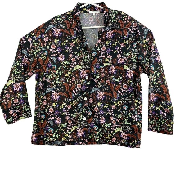 Love & Lore Womens Blouse Medium Floral Button Front Long Sleeve Boho Casual - Picture 1 of 5